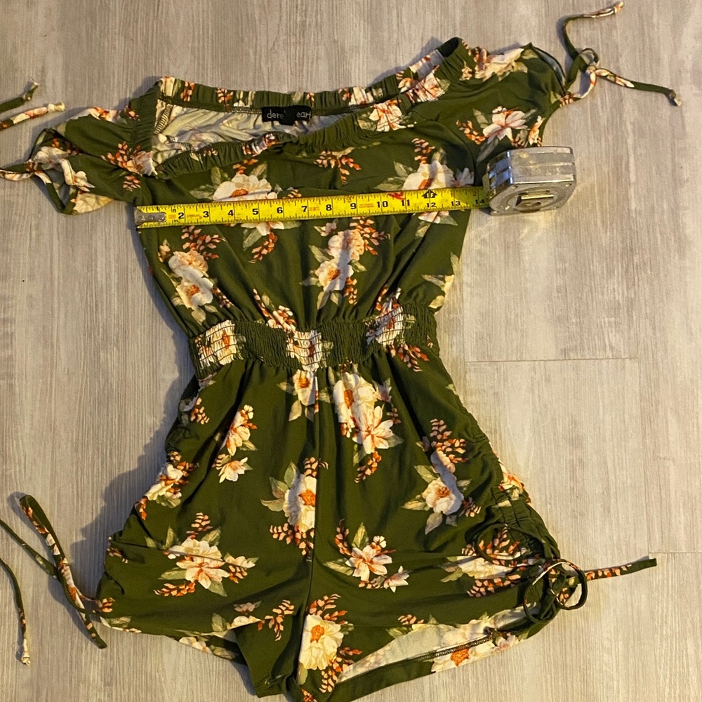 Derek Heart Olive Green Floral Girls' One-Piece Romper